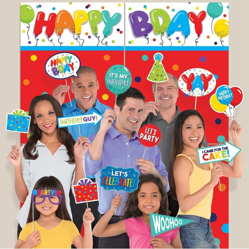 Birthday Celebration Scene Setter with Photo Props 28" x 40" Includes 22 Props - Image 1 of 1