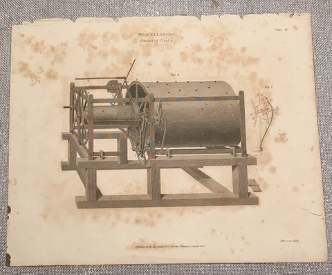 Original 1836 Engraving Mechanical Processes Clock Chimes P. Barlow & J.W. Lowry Cover