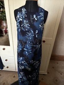 CITY TRIANGLES USA Ladies Blue Floral Chiffon Lined Long Sleeveless Dress Size M - Picture 1 of 14