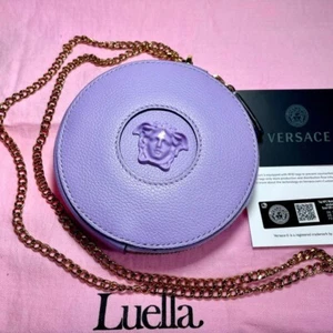 Versace Medusa Women's Chain Shoulder Bag Crossbody Leather Purple Women Auth - Picture 1 of 8