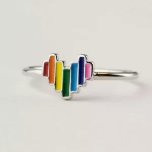 Rainbow Heart Ring Adjustable from Sz 3 to Sz 8 Cute Rings Kids or Adults - Picture 1 of 4