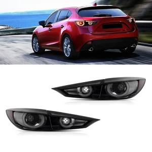 Pair LED Tail Lights Assembly For Mazda 3 Axela 3rd 2014-2018 Rear Lamp Smoked - Picture 1 of 8
