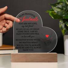 Soulmate Lighted Acrylic Heart Gift for Wife Girlfriend Husband