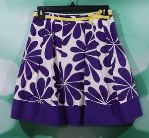 Mini Boden 11-12Y Vintage Girls White And Purple Floral Pleated Lined Skirt - Picture 1 of 2