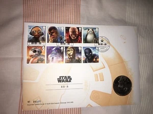 Star Wars The Last Jedi Royal Mail First Day Stamp Cover And BB-8 coin - Picture 1 of 1