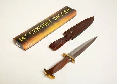 Daga de base 15" siglo XIV, funda de cuero históricamente precisa excelente AFILADA Foto 1 de 4