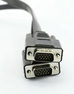 Flat THIN  SVGA VGA Lead 1m 2m 3m 5m 10m 15m  fully wired 15pin Cable - Picture 1 of 12