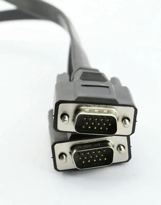 Flat THIN VGA Lead 1m 2m 3m 5m 10m 15m fully wired 15pin Male to Male Cable - Image 1 of 4