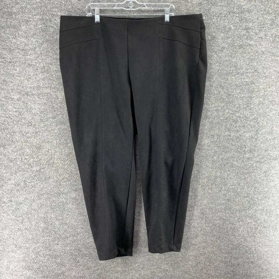 Pantalones de vestir Dressbarn para mujer 3X Plus negros tiro alto ajustados frente plano Foto 1 de 4