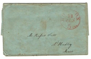 CUBIERTA SIN SELLO BOSTON MASS. ROJO 5 CÉNTIMOS. 23 DE JUNIO DE 1836. CON CARTA - Imagen 1 de 2