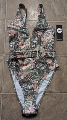 Nuevo con etiquetas Traje de baño Boohoo para mujer talla 4 multicolor hoja con cinturón 3796 Foto 1 de 3