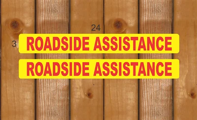 SUPERSIGNS YELLOW & RED 2 ROADSIDE ASSISTANCE Magnetic Signs 3"x24" 1 Pair 4 Car Truck SUV