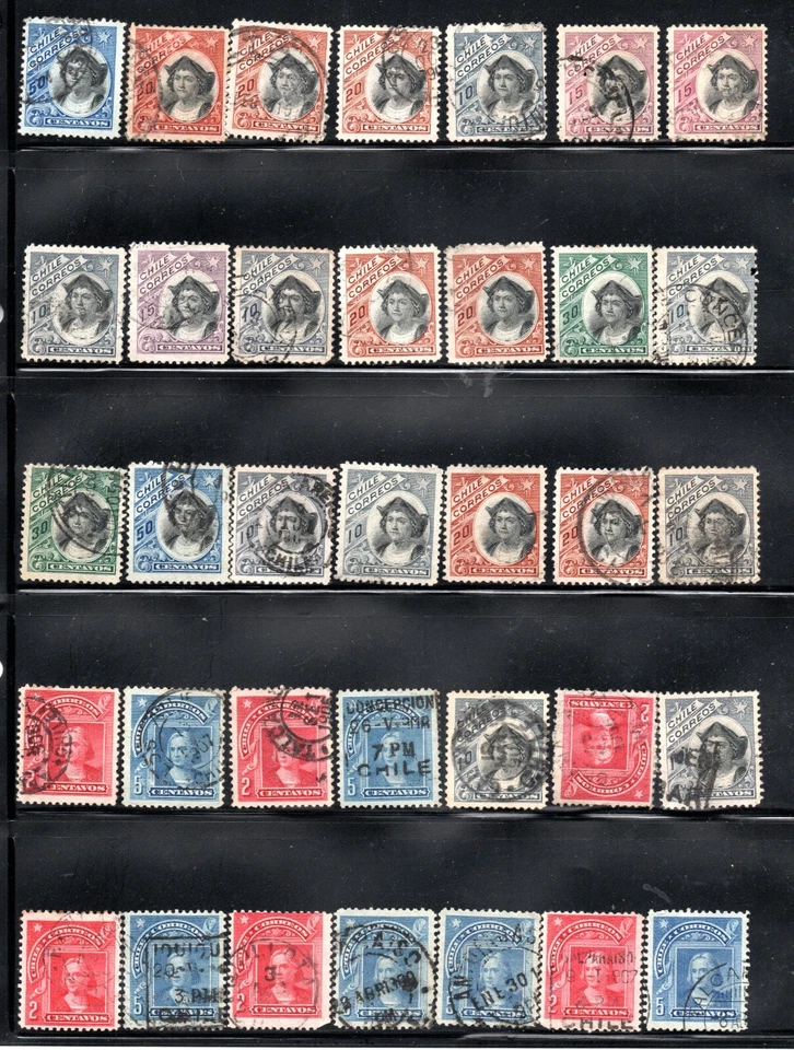 CHILE, EXCELENTE LOTE DE SELLOS DE SERIE PESO BRONCE, BUEN VALOR !!  (JUN0125) - Image 1 of 1