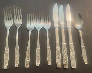 Customcraft Stainless Japan CUS10 Floral Textured Flatware 10 Mixed Lot - Picture 1 of 2