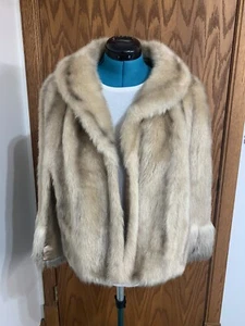 Vintage Regina Glenara by Glenoit Blonde Faux Fur Stripes Stole Cape-Size Small - Picture 1 of 11