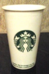 Starbucks White Ceramic Starbucks travel Mug Beaker 2011 Coffee Tea - Picture 1 of 4