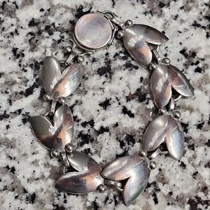 RARE Vintage 7.5" Georg Jensen #93 Sterling Silver Floral Tulip Flower Bracelet - Picture 1 of 4