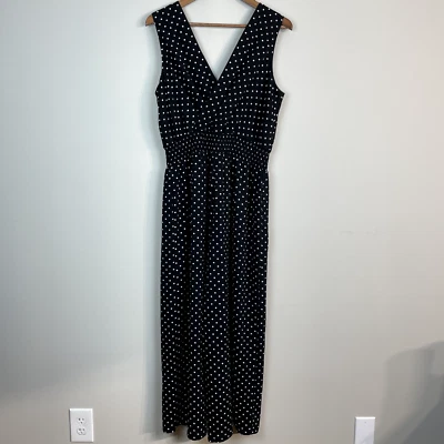 Mono para mujer Apt 9 grande negro blanco a lunares recortado pierna ancha sin mangas L Foto 1 de 4