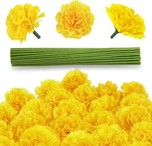 30 pcs Artificial Marigold Flowers,2inch Silk Flower Yellow-2inch - Picture 1 of 8