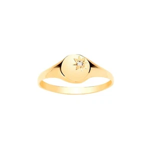 Child's Diamond Signet Ring Baby Yellow Gold Hallmarked British Made sizes A-H - Picture 1 of 2