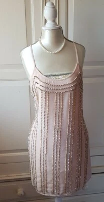 PINK SODA UK 10 STUNNING DETAIL BEADED EMBROIDERED OCCASION DRESS SUMMER STRAPPY - Image 1 of 4