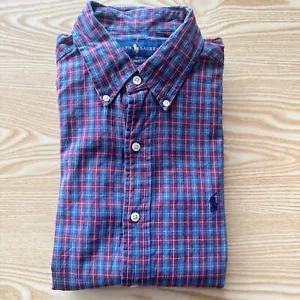 Ralph Lauren kleines Hemd Herren blau rot kariert 22" Grube zu Grube Designer klassische Passform - Bild 1 von 10