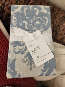NEW Pottery Barn Jacquard Medallion Linen EURO sham BLUE - Picture 1 of 3