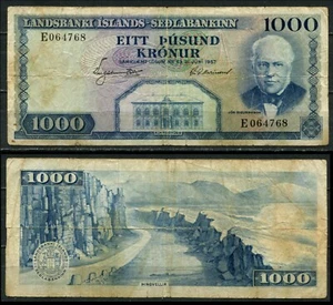 Iceland 1957 • P# 41 • 1000 kronur • scarce VG (ND-0334) Islande - Picture 1 of 1