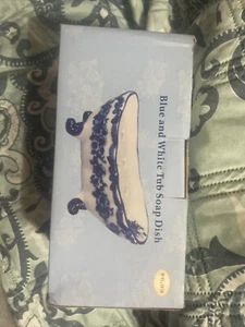 Blue And White Porcelain Tub Soap Dish - Picture 1 of 4