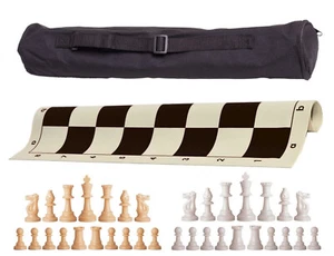 Juego de ajedrez de peso único Black Archer - bolsa de tablero con piezas naturales y blancas - Imagen 1 de 5