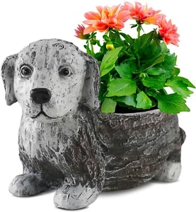Dog Planter, Dog Shaped Outdoor/Indoor Planter For Succulents. 8.2 inch Planter - Picture 1 of 6