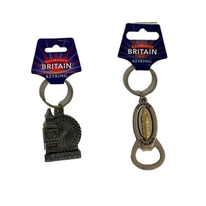 Glorious Britain Set of 2 London Keychains Big Ben & London Eye - London Bridge - Picture 1 of 6