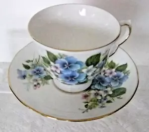 Vintage Queen Anne Blue Flowers Cup and Saucer Set England Bone China Cottage - Picture 1 of 6