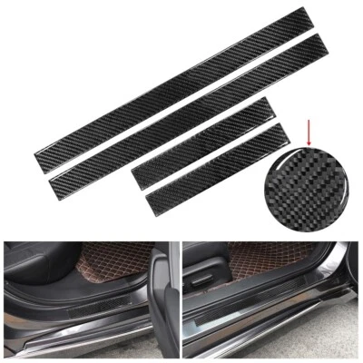 Protector de peldaños de panel de cubierta de umbral de puerta de coche de fibra de carbono negro 4 piezas para Chevrolet Foto 1 de 4