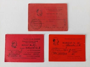 3 Mandates Soviet Communist Conference . USSR Original. Three jokes Certificate - Picture 1 of 12