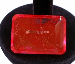 167 CT IGL Certified Bi Color Rutilated Quartz Emerald Cut Loose Gemstone 4OUF - Picture 1 of 8