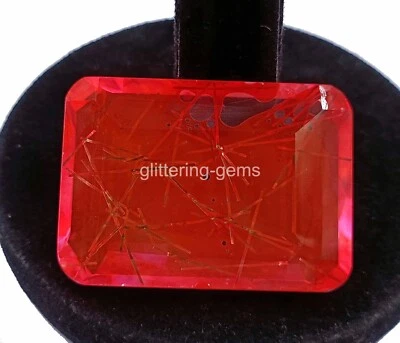 167 CT IGL Certified Bi Color Rutilated Quartz Emerald Cut Loose Gemstone 4OUF - Image 1 of 4