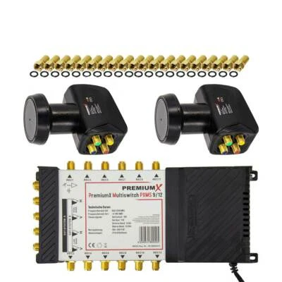 PremiumX Multiswitch 9/12 Multischalter SAT Verteiler 2x Quattro LNB HD TV 4K 8K - Bild 1 von 4