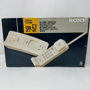 Vintage Sony SPP- 57 2- Channel Cordless Telephone OEM -New in Box - Cream Color - Zdjęcie 1 z 9
