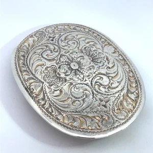 San Carlos 22k Gold on Sterling Silver Engraved Belt Buckle - Picture 1 of 3