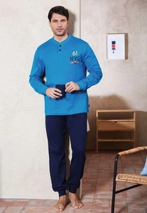Herren Pyjama aus warmem Baumwolljersey Navigare 141507 - Bild 1 von 2