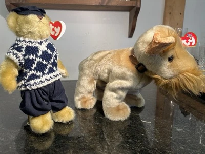 TY Beanie Schnitzel Dog & Birdie Bear Plush Toys with Tags 31cm 24cm Pair - Image 1 of 4