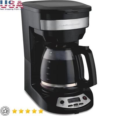 Programmable Drip Coffee Maker Auto Shut Off Brew Strength Options Easy Clean US - Image 1 of 4