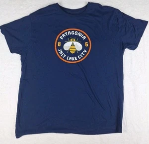 Patagonia Salt Lake City Organic Cotton T Shirt Blue Size XXL Slim Fit Navy Blue - Picture 1 of 7