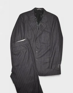 Banana Republic Suit Mens 46R Grey Wool Striped Blazer Pants Made in Italy - Picture 1 of 17