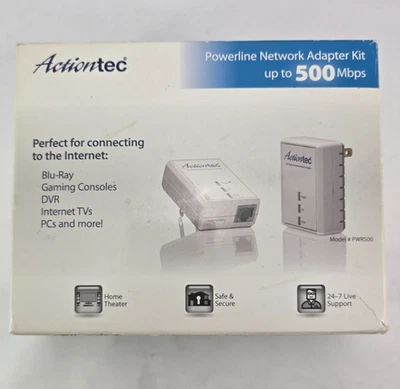 Actiontec Powerline Network Adapter Kit 500 Mbps PWR511K01 Used - Image 1 of 4