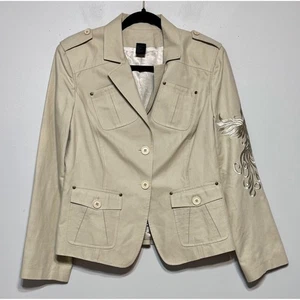 Votre Nom Phoenix Embroidered Utility Blazer Jacket Size 10 Quiet Luxury Linen - Picture 1 of 5