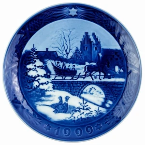 Vintage Royal Copenhagen Weihnachtsteller The Sleigh Ride 1999 Denmark Box 7,25" - Bild 1 von 5
