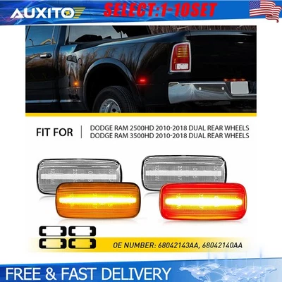 Fit 2010-2018 Dodge Ram 2500HD 3500HD Dually Clear LED Side Marker Light 4-20X - Image 1 of 4