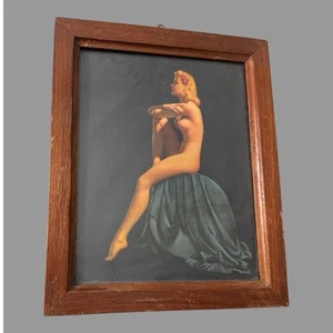 Vintage Art Deco Nouveau Pin Up Oak Framed Print - Picture 1 of 3